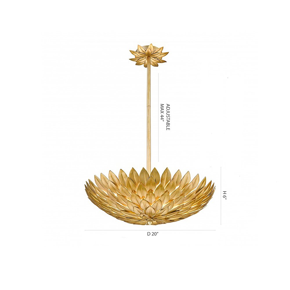 5-Light Gold Metal Leaf Chandelier. Picture 2