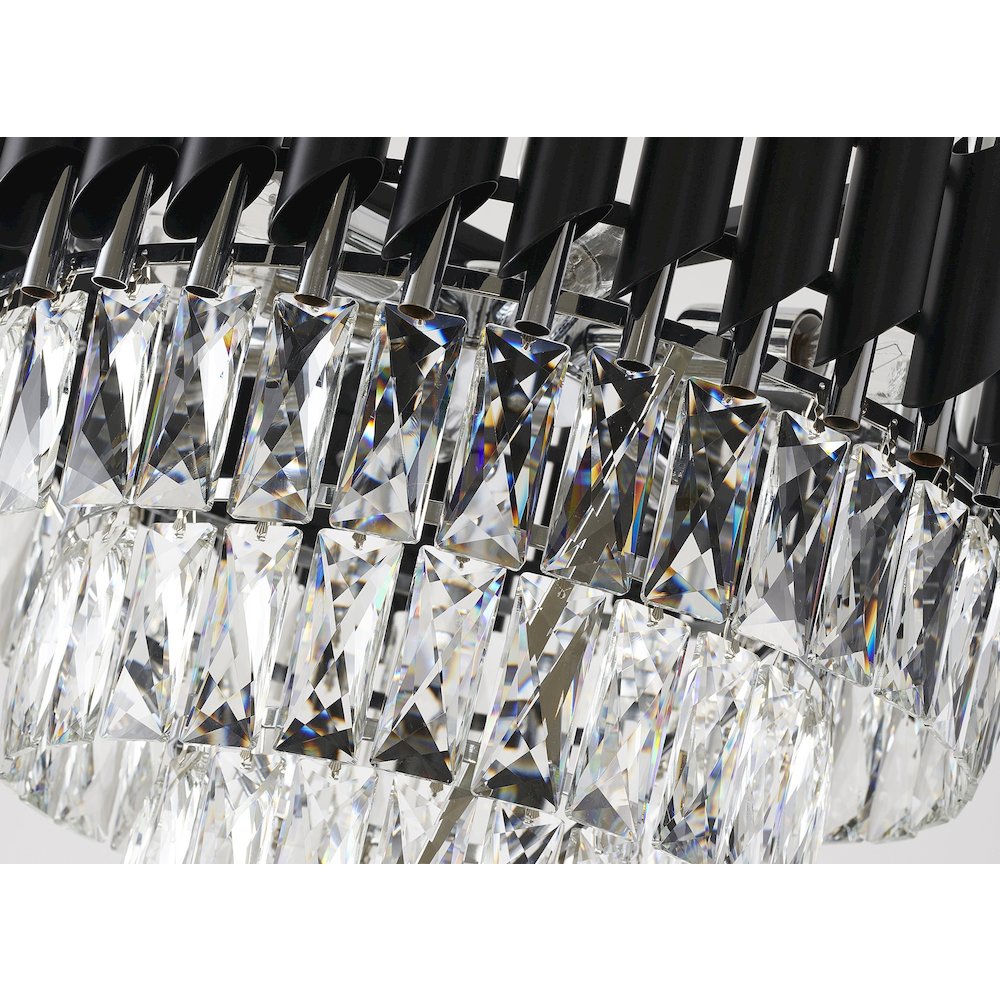 8-Light Chrome And Black Chandelier With Clear Crystals. Picture 3