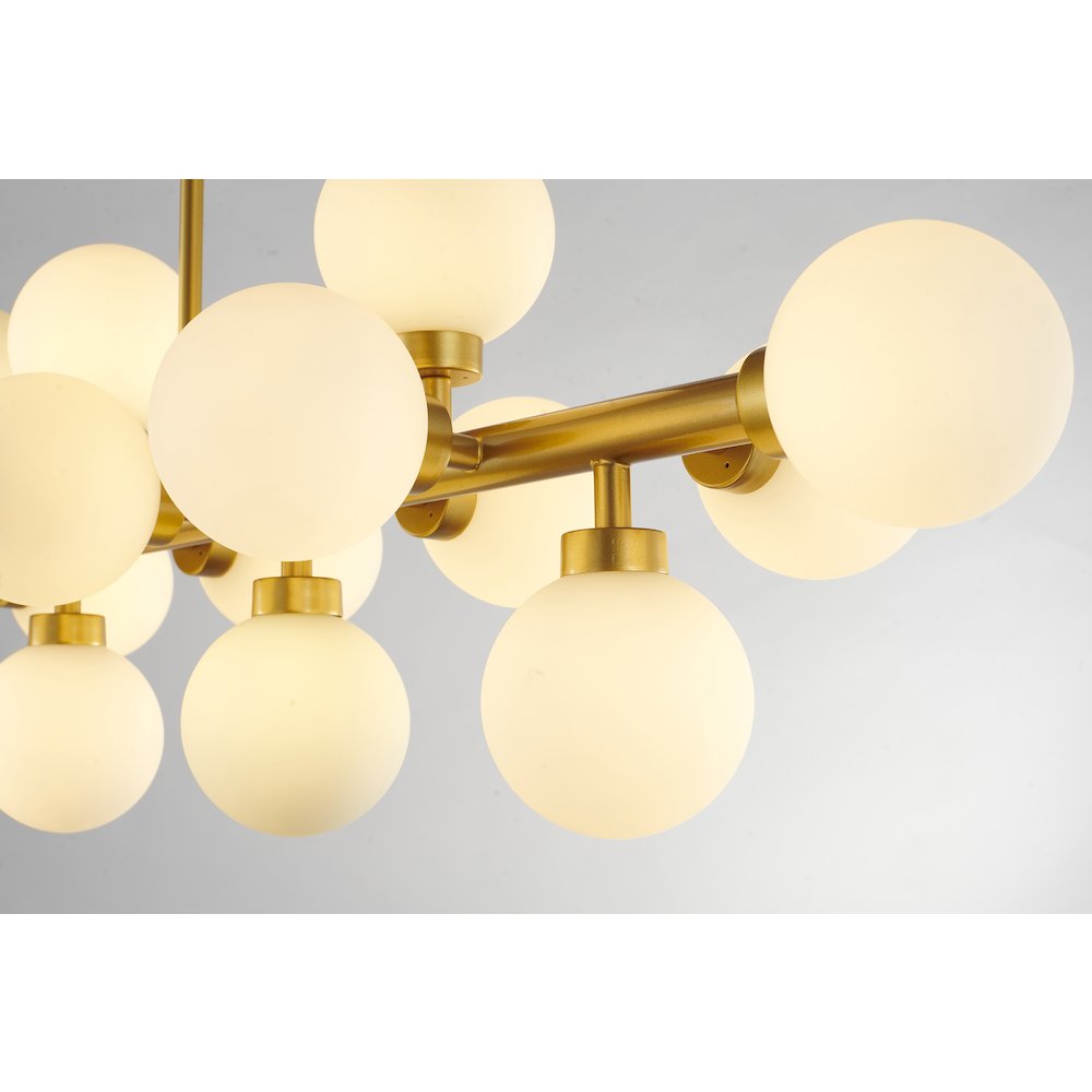 16-Light Gold Metal Chandelier With Milk White Glass Shades. Picture 3