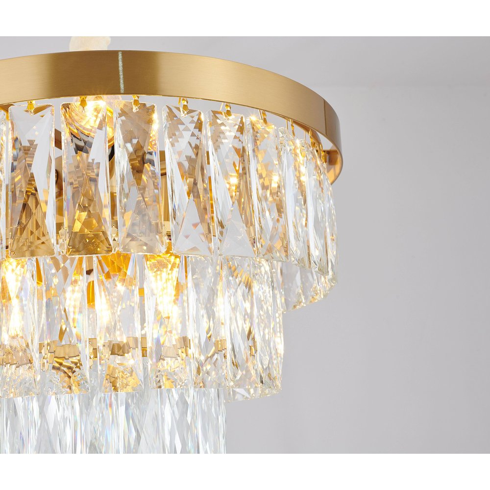 6-Light Gold Metal Chandelier With Clear Crystal. Picture 3