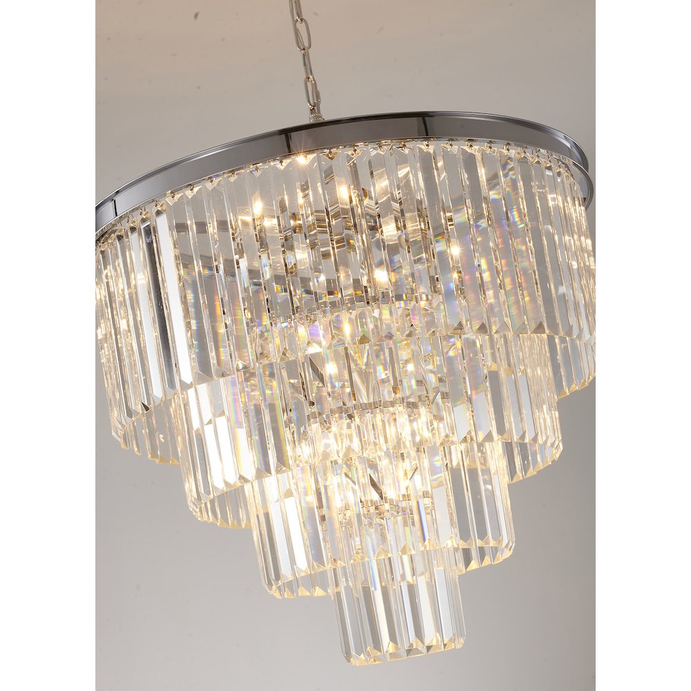 12-Light Chrome Chandelier With Clear Hanging Crystal. Picture 3