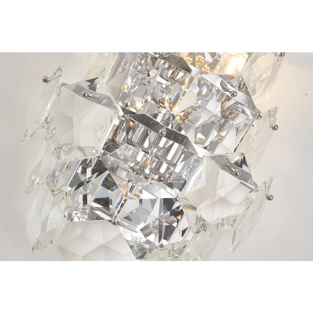 3-Light Chrome Wall Sconce With Clear Crystals. Picture 5