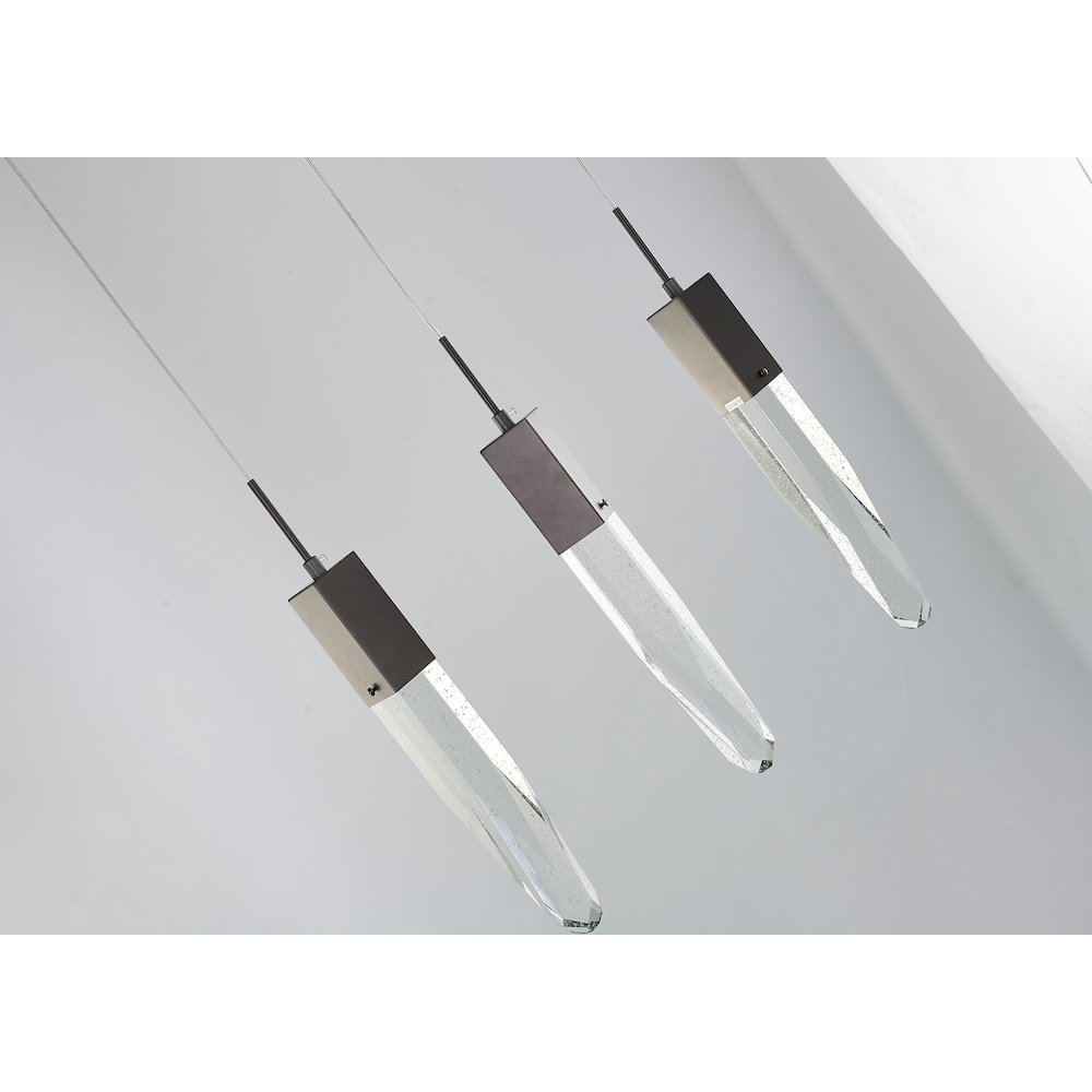 3-Light Chrome Island Lighting With A Clear iceberg  Crystal. Picture 4