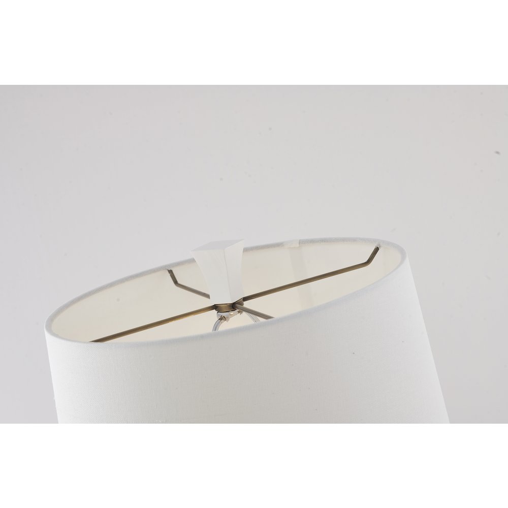 1-Light White Polyresin Base Table Lamp With A White Drum Linen Shade. Picture 3