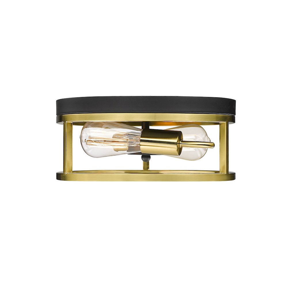 2-Light Black And Gold Metal Flush Mount. Picture 5