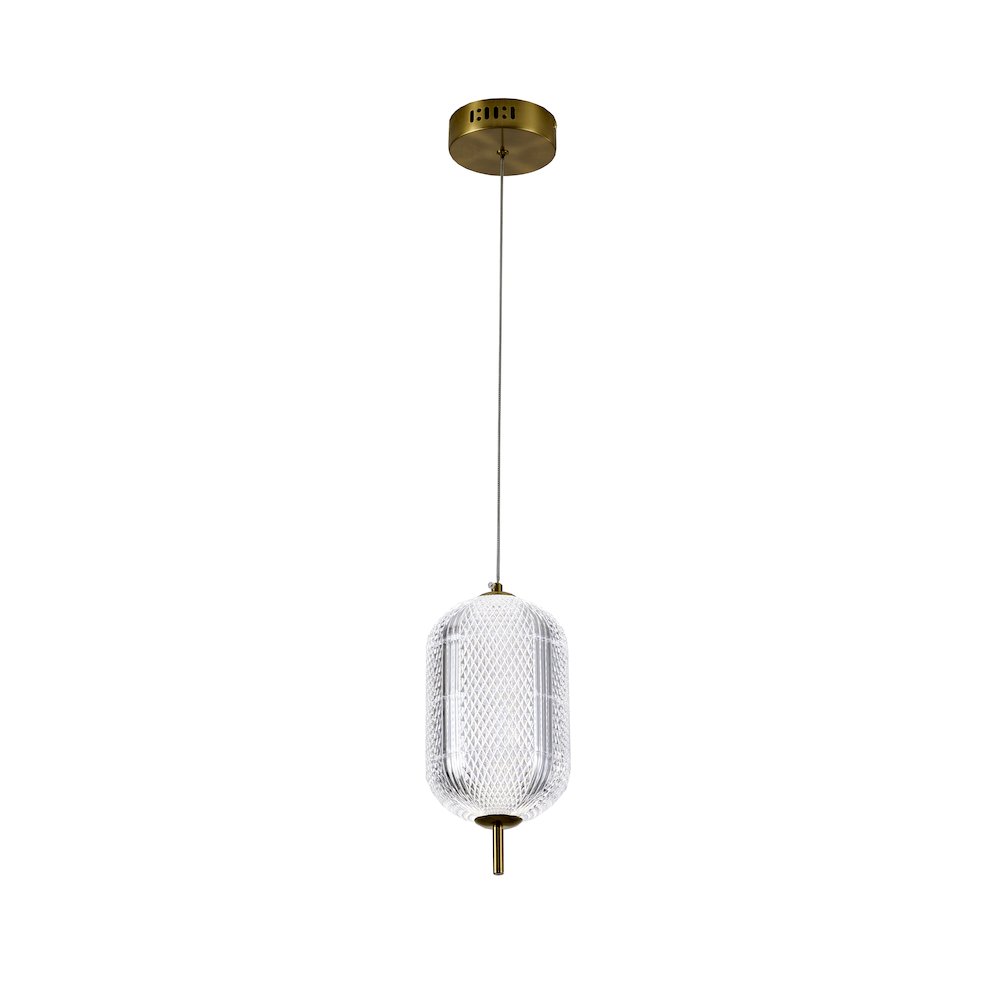 1-Light Brass Dimmable LED Single Pendant With A Clear PC Shade. Picture 3