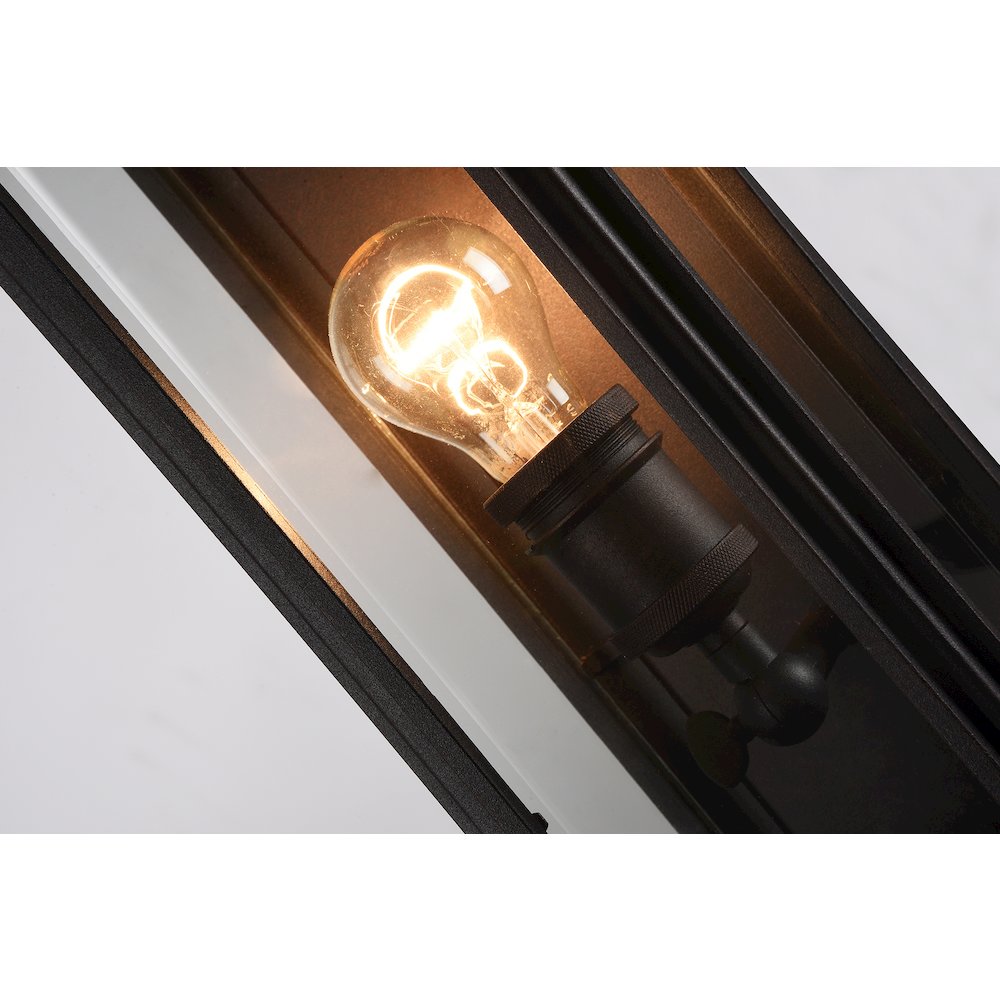 1-Light Black Iron Rectangular Wall Sconce With A Clear Glass Shade. Picture 3