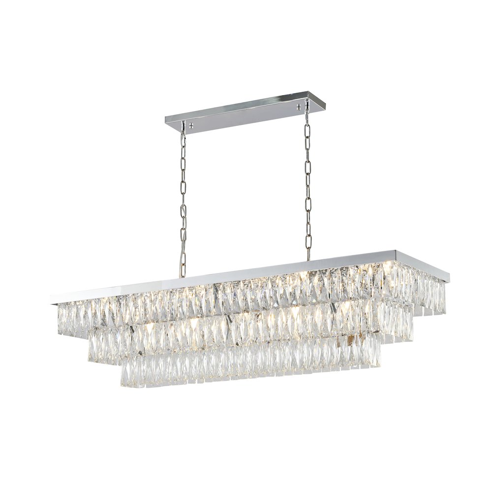 17-Light Chrome Chandelier With Clear Crystals. Picture 1