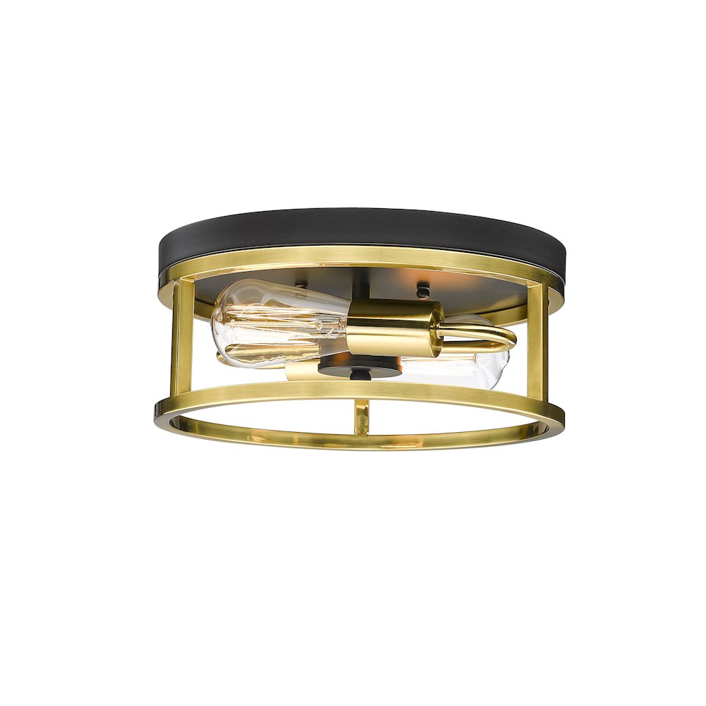 2-Light Black And Gold Metal Flush Mount. Picture 3