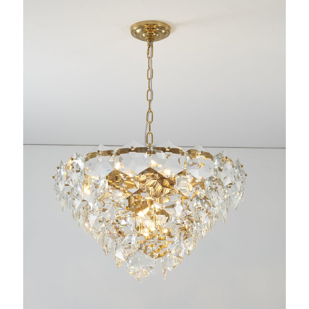 12-Light Gold Chandelier With Clear Crystal Accents. Picture 3