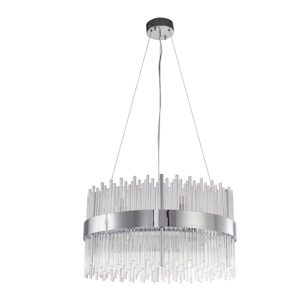 14-Light Chrome Chandelier With Clear Glass Rods. Picture 2