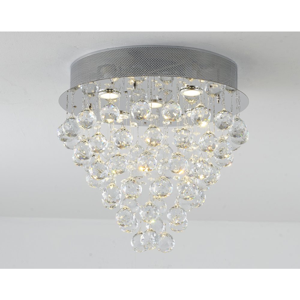 6-Light Chrome Flush Mount With Clear Crystals. Picture 5