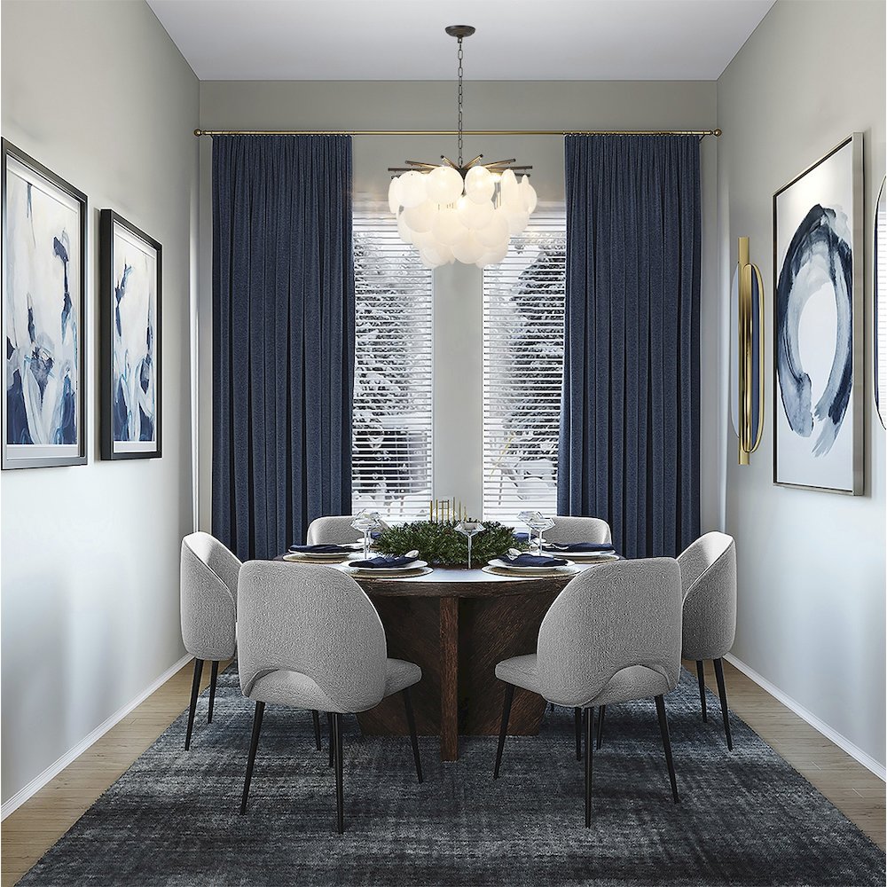 7-Light Satin Black Chandelier With Frosted White Glass Petals. Picture 14