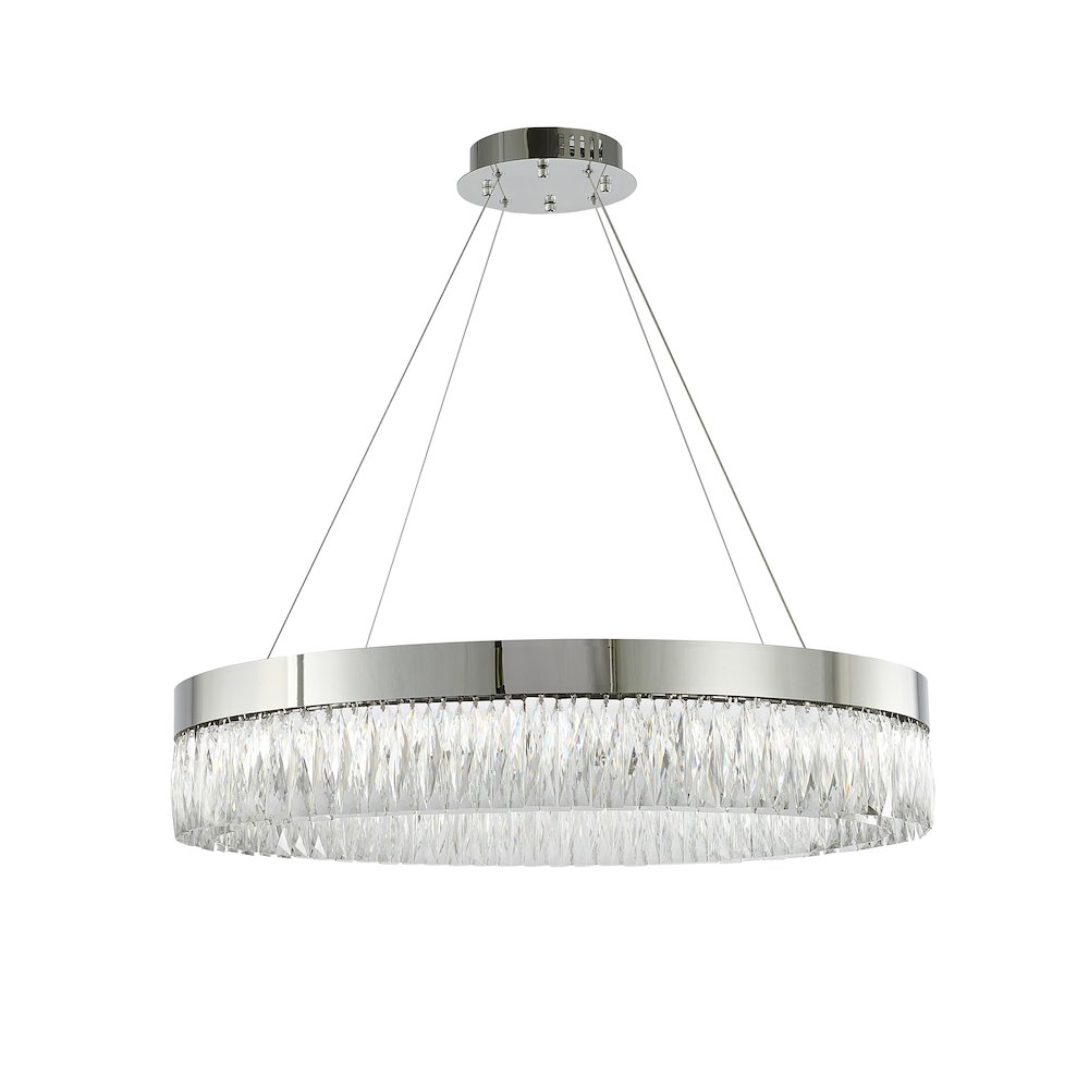 1-Light Chrome LED Chandelier With Clear Crystal Accents. Picture 2