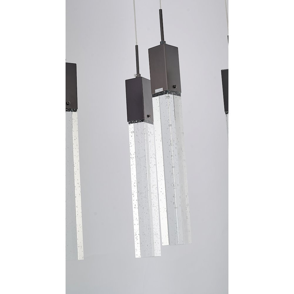 7-Light Matte Black Island Lighting With A Clear Bubble Crystal. Picture 4