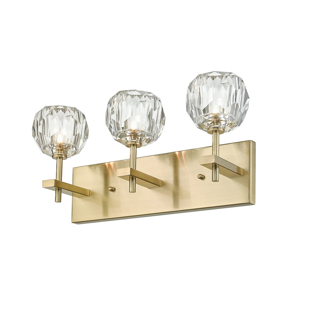 3-Light Gold Wall Sconce With Clear Crystal Shades. Picture 2