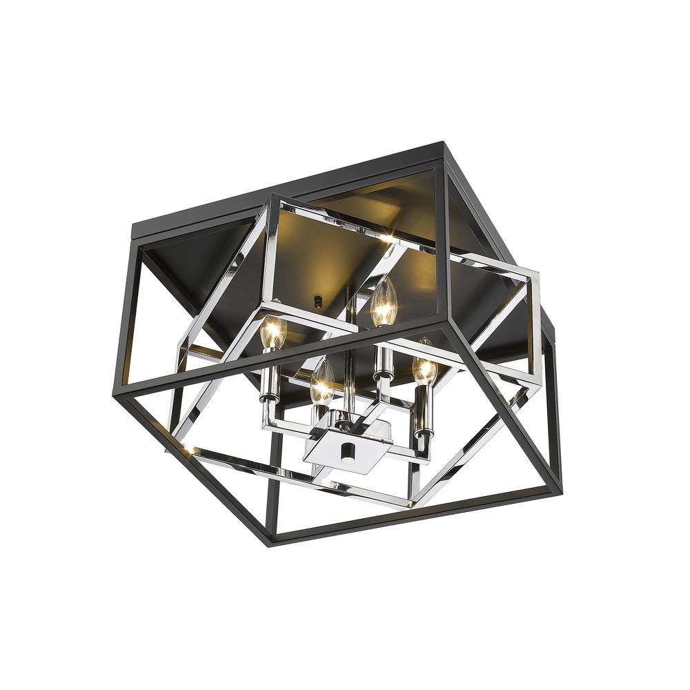 Flush Mount Black & Chrome Iron. Picture 4