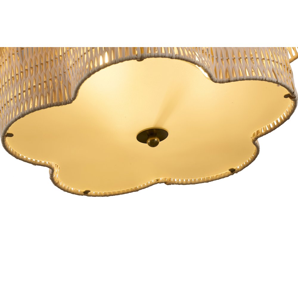 6-Light Brass Chandelier With A Nature Rattan Waved Basket Shade. Picture 5