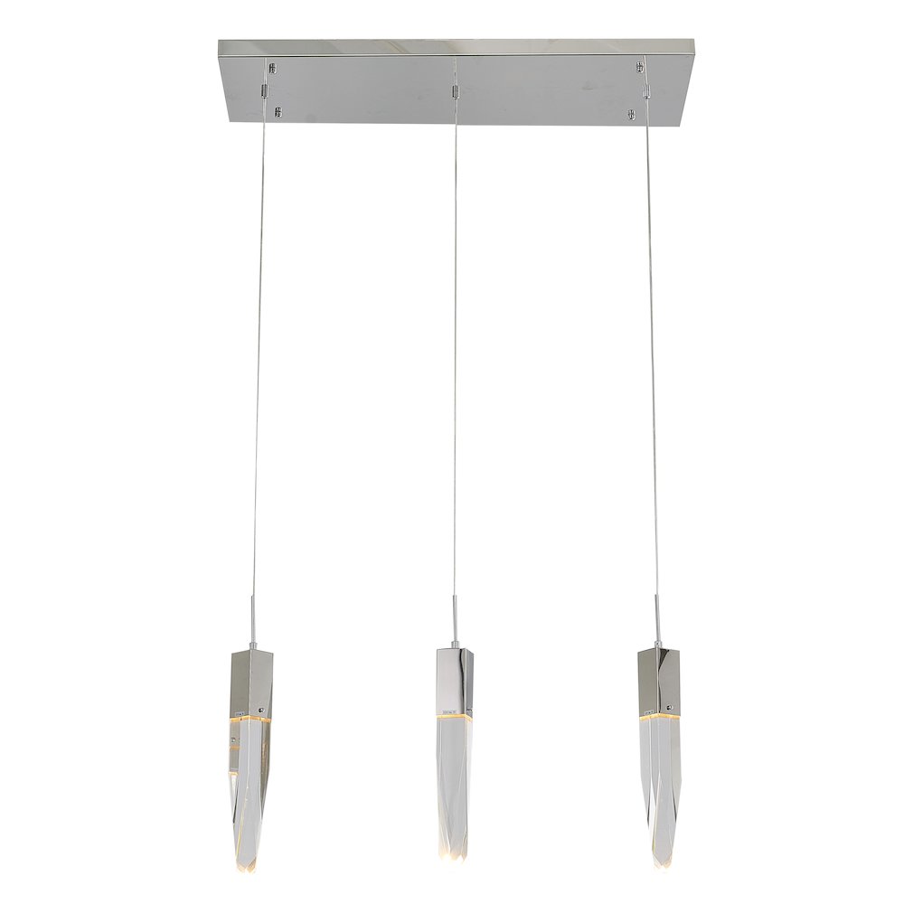 3-Light Chrome Island Lighting With A Clear iceberg Crystal. Picture 1