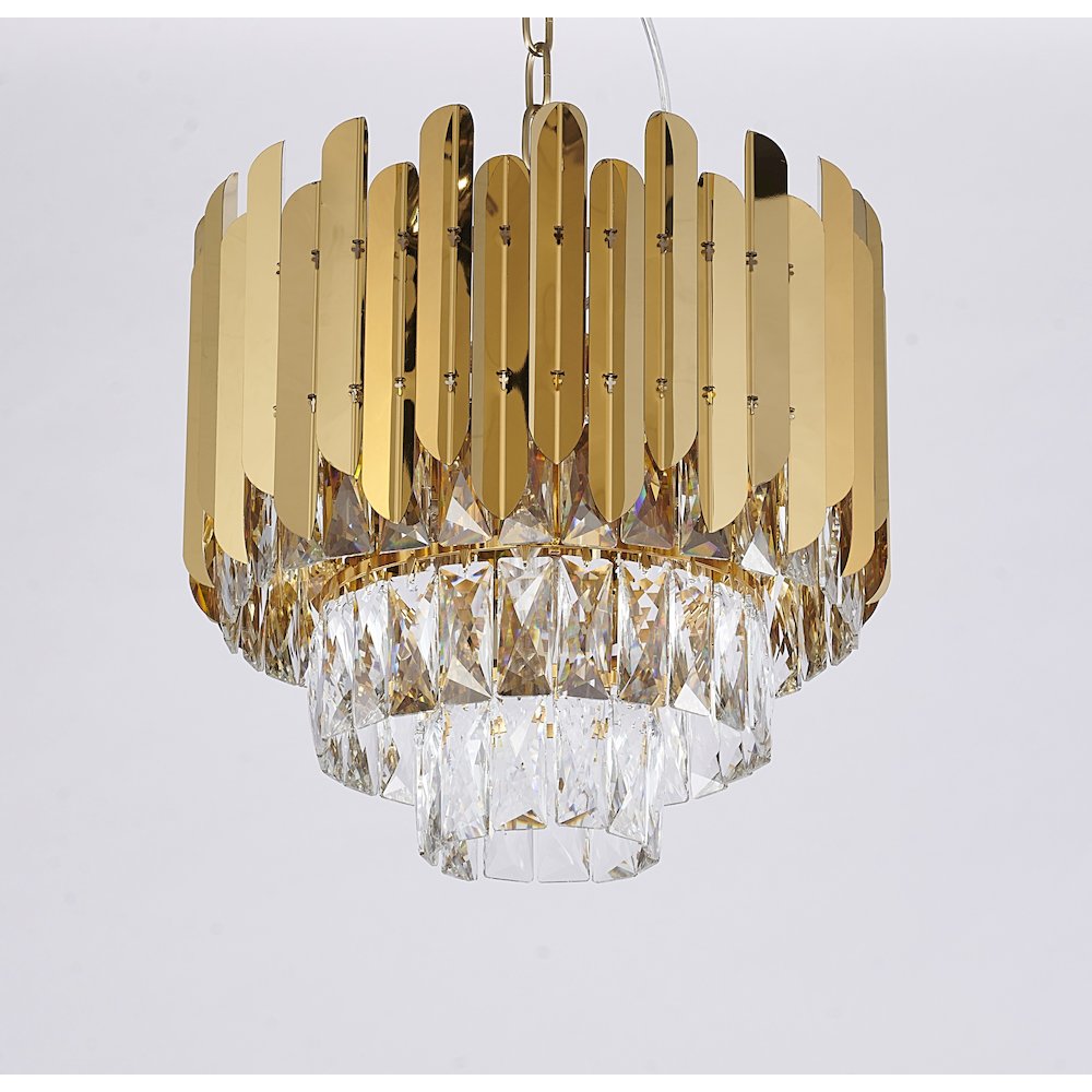 8-Light Gold Stainless Steel Chandelier With Clear Crystals. Picture 3