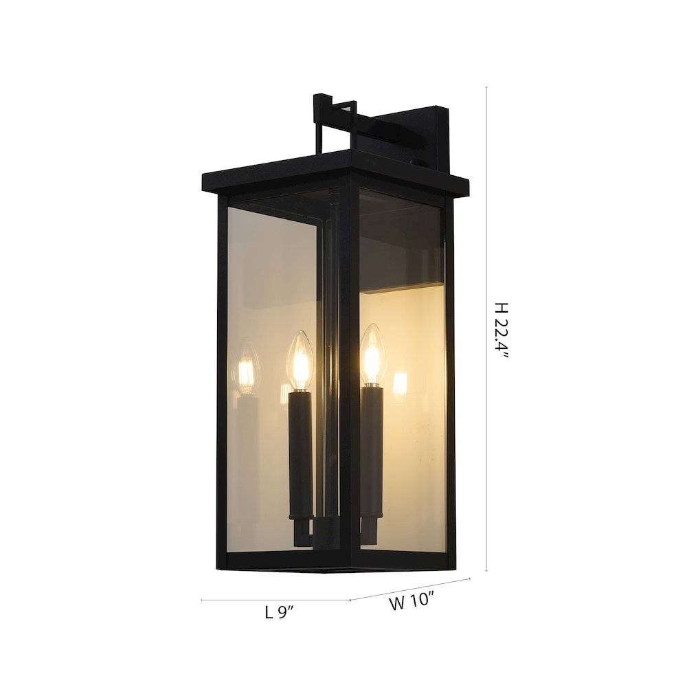 2-Light Matte Black Outdoor Wall Sconce With A Clear Glass Shade. Picture 5