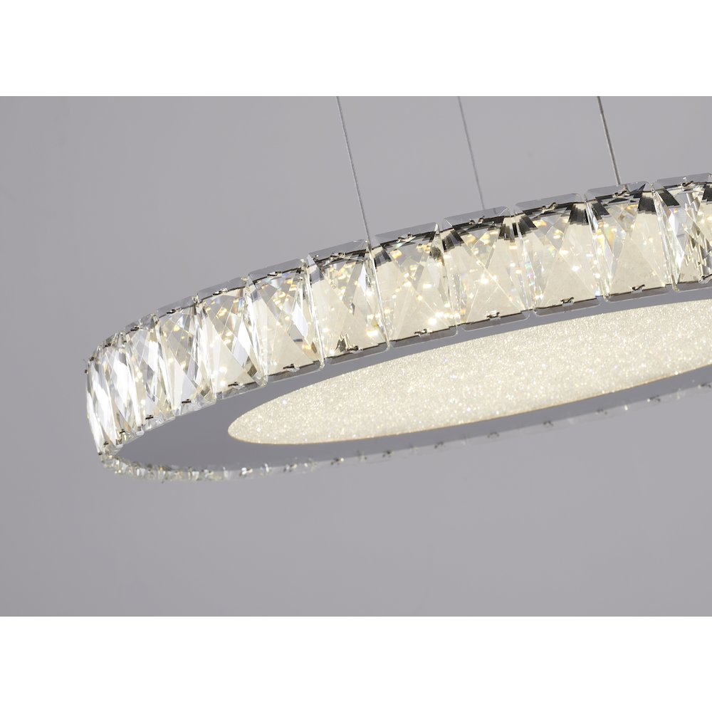 1-Light Chrome Dimmable LED Chandelier With Clear Crystals And A Diffuser. Picture 5