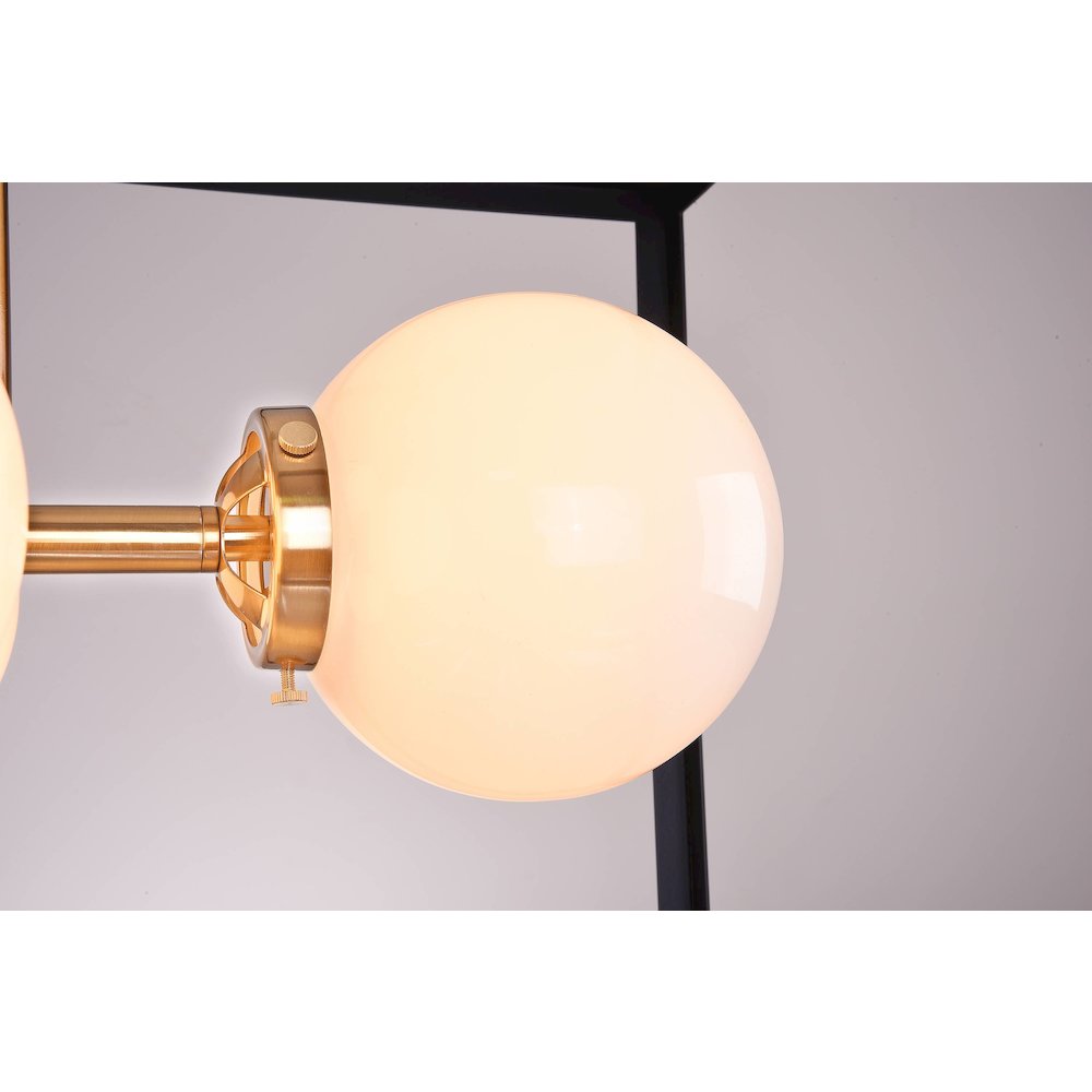 8-Light Black And Gold Iron Chandelier With Milk White Glass Shades. Picture 3