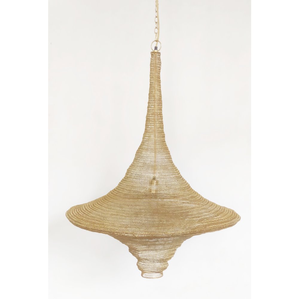 1-Light Gold Pendant With A Chain Basket Shade. Picture 5