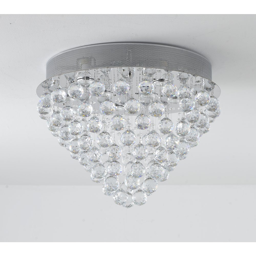 9-Light Chrome Flush Mount With Clear Crystals. Picture 5