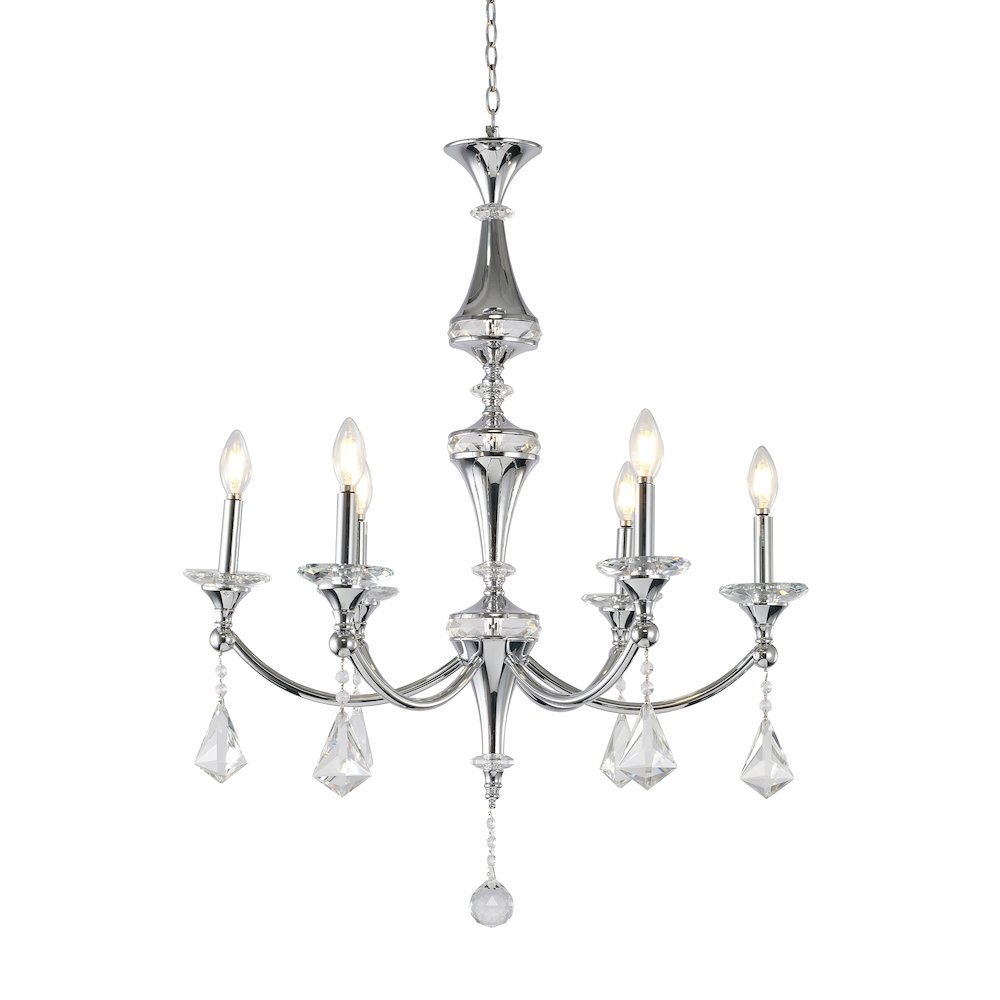 6-Light Chrome Chandelier With Clear And Champagne Crystals. Picture 1