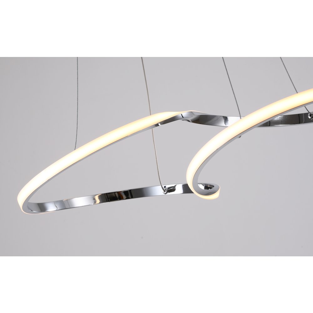 2-Light Chrome Twisted LED Chandelier With White Diffusers. Picture 5