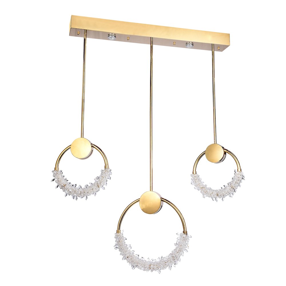 5-Light Gold LED Pendant With Clear Crystal Beading. Picture 2