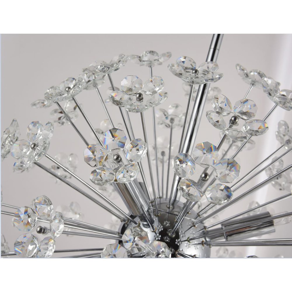 6-Light Chrome Chandelier With Clear Crystal Flowers. Picture 2