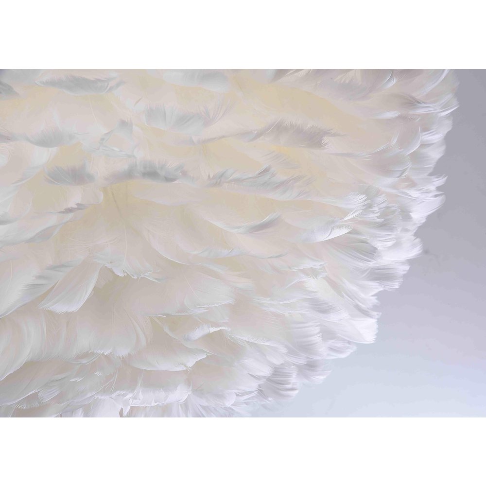 1-Light White Goose Feather Ball Chandelier With White Hardware. Picture 3