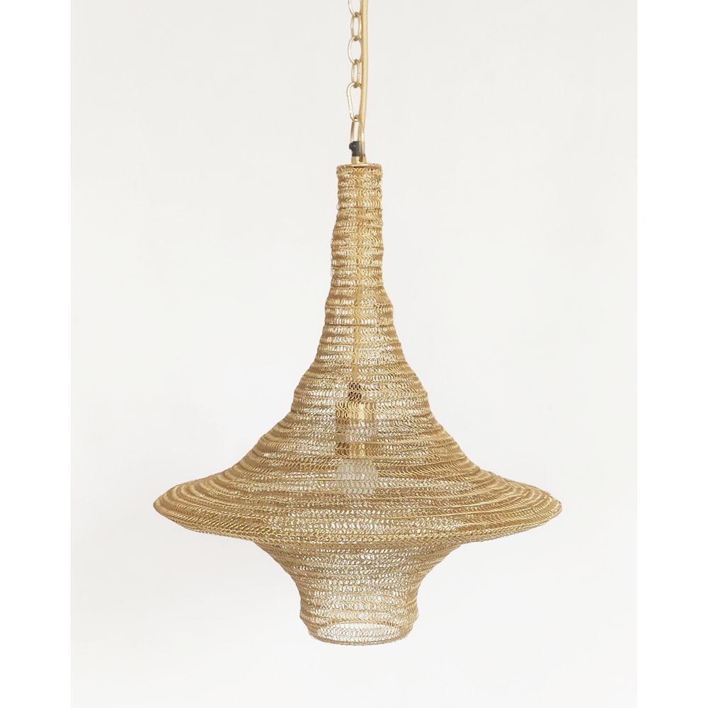 1-Light Gold Pendant With A Chain Basket Shade. Picture 3