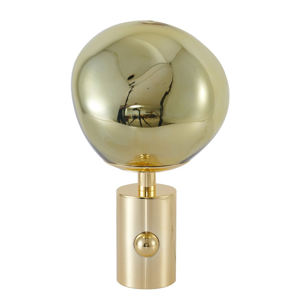 1-Light Gold Metal Table Lamp With A Gold Acrylic Distorted ORB Shade. Picture 2
