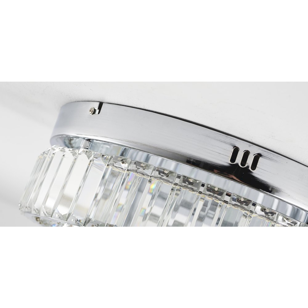 2-Light Chrome Dimmable LED Flush Mount With Clear Crystals. Picture 7