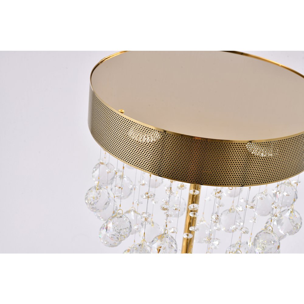 3-Light Gold Table Lamp With Clear Crystals. Picture 3