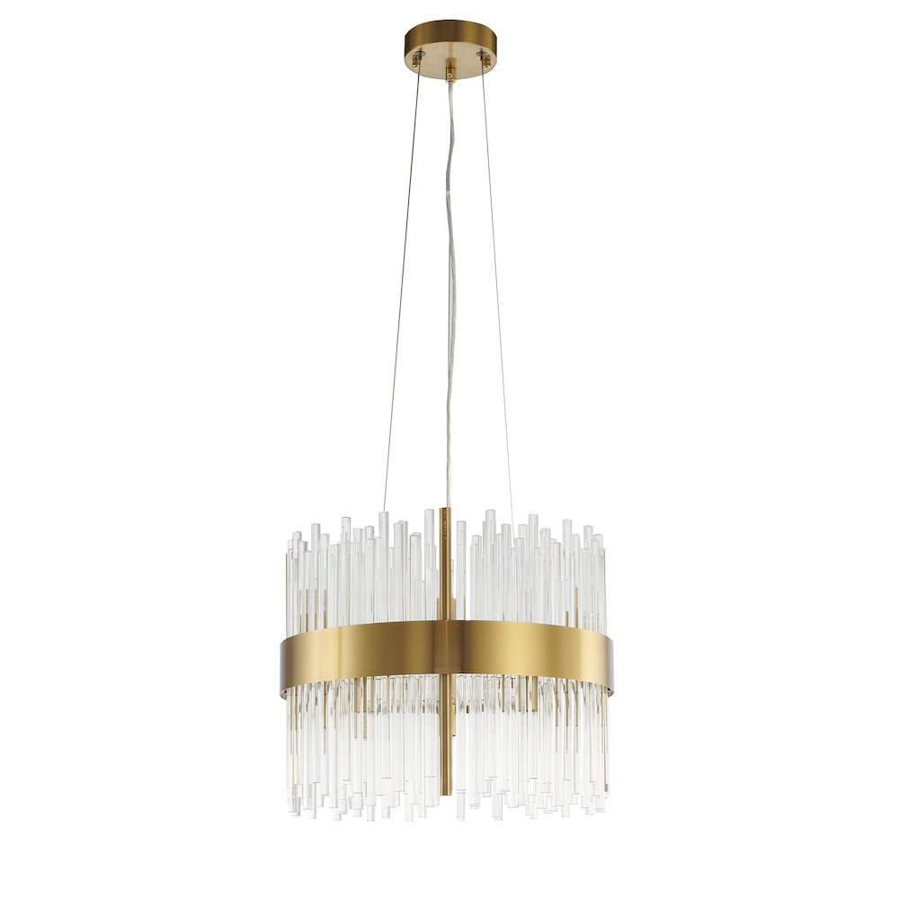 10-Light Gold Chandelier With Clear Glass Rods. Picture 2