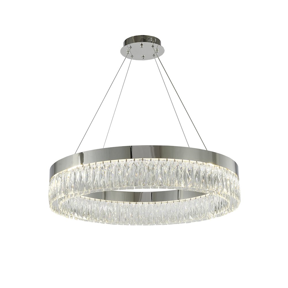 1-Light Chrome LED Chandelier With Clear Crystal Accents. Picture 1