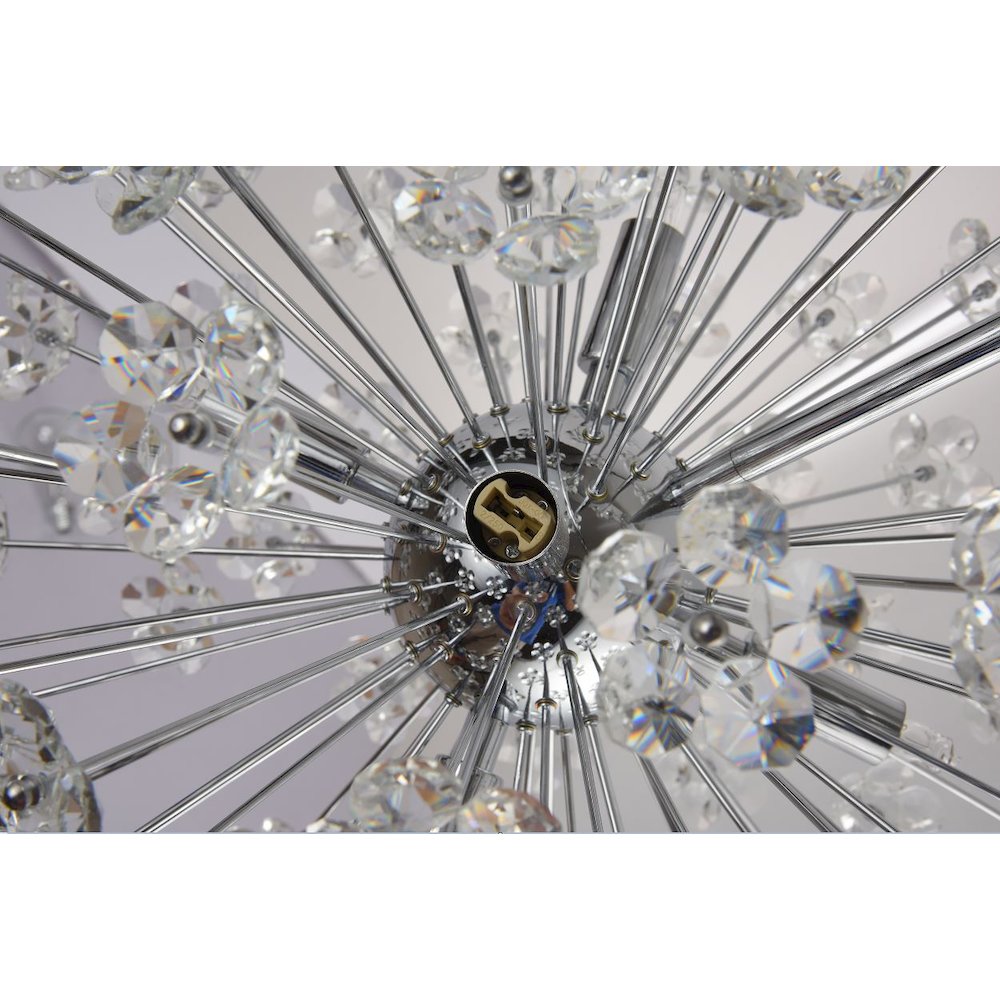 6-Light Chrome Chandelier With Clear Crystal Flowers. Picture 3
