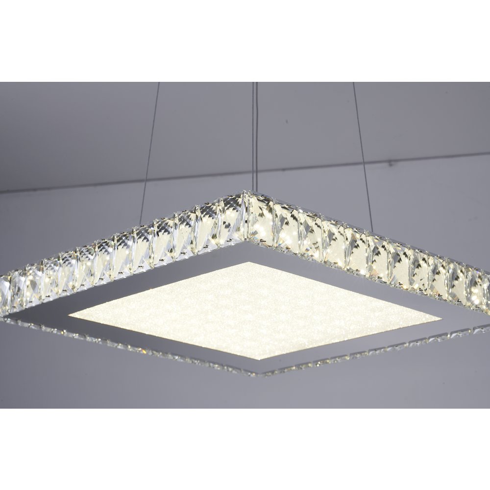 1-Light Chrome Dimmable LED Chandelier With Clear Crystals And A Diffuser. Picture 3
