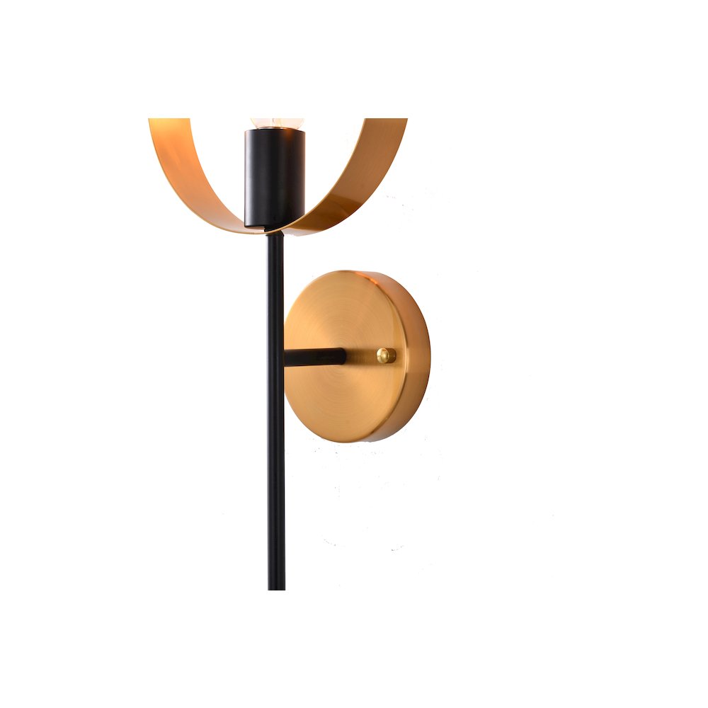 1-Light Black And Golden Bronze Metal Wall Sconce. Picture 4