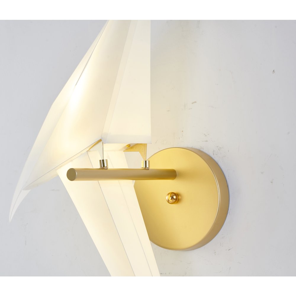 1-Light Gold LED Chandelier With A White Plastic Bird. Picture 4