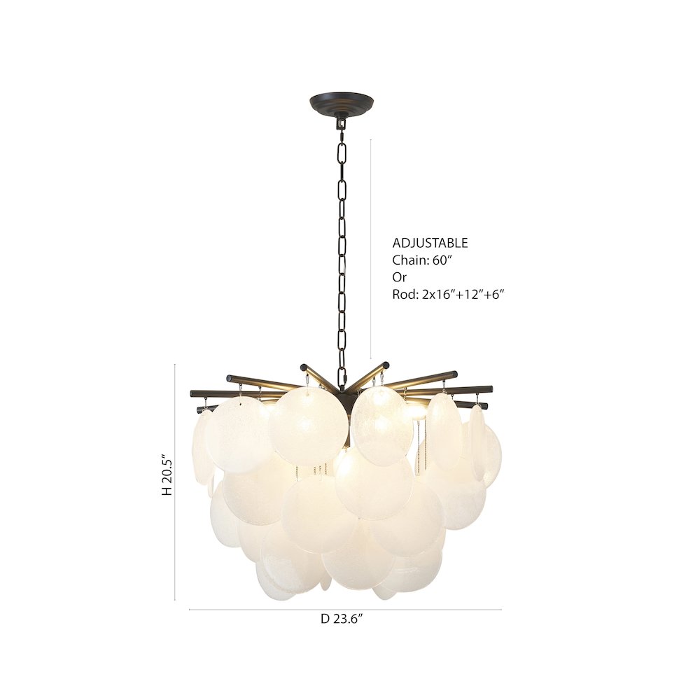 7-Light Satin Black Chandelier With Frosted White Glass Petals. Picture 13
