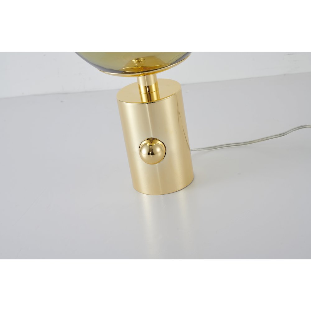 1-Light Gold Metal Table Lamp With A Gold Acrylic Distorted ORB Shade. Picture 4