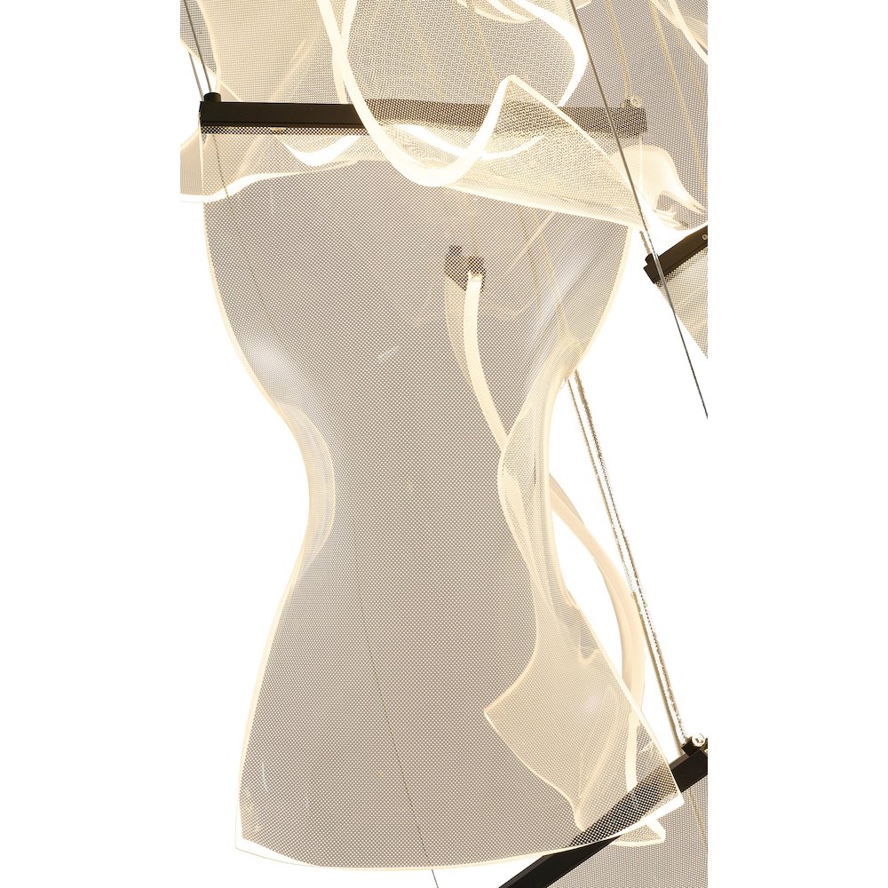 8-Light Satin Black Chandelier With Acrylic Crumbled Sheet Pendants. Picture 6