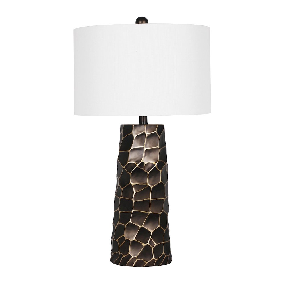 1-Light oil rubbed bronze table lamp with a white linen shade. Picture 1
