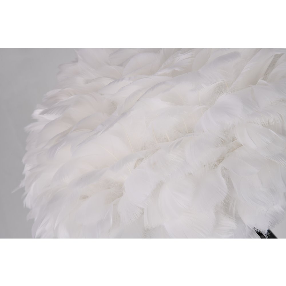1-Light White Goose Feather Ball Floor Lamp With A Black Iron Frame. Picture 3