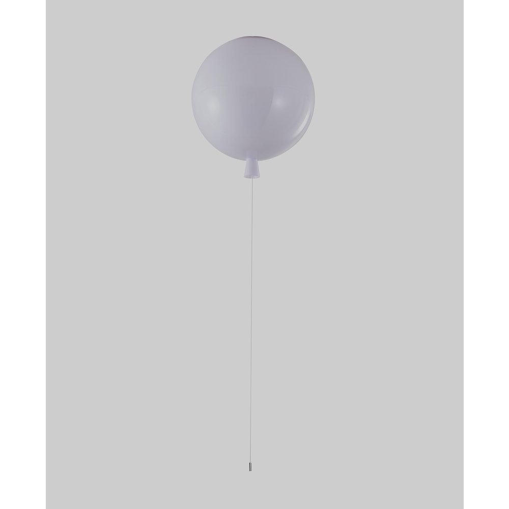 1-Light white acrylic semi flush mount in a balloon shape. Picture 2
